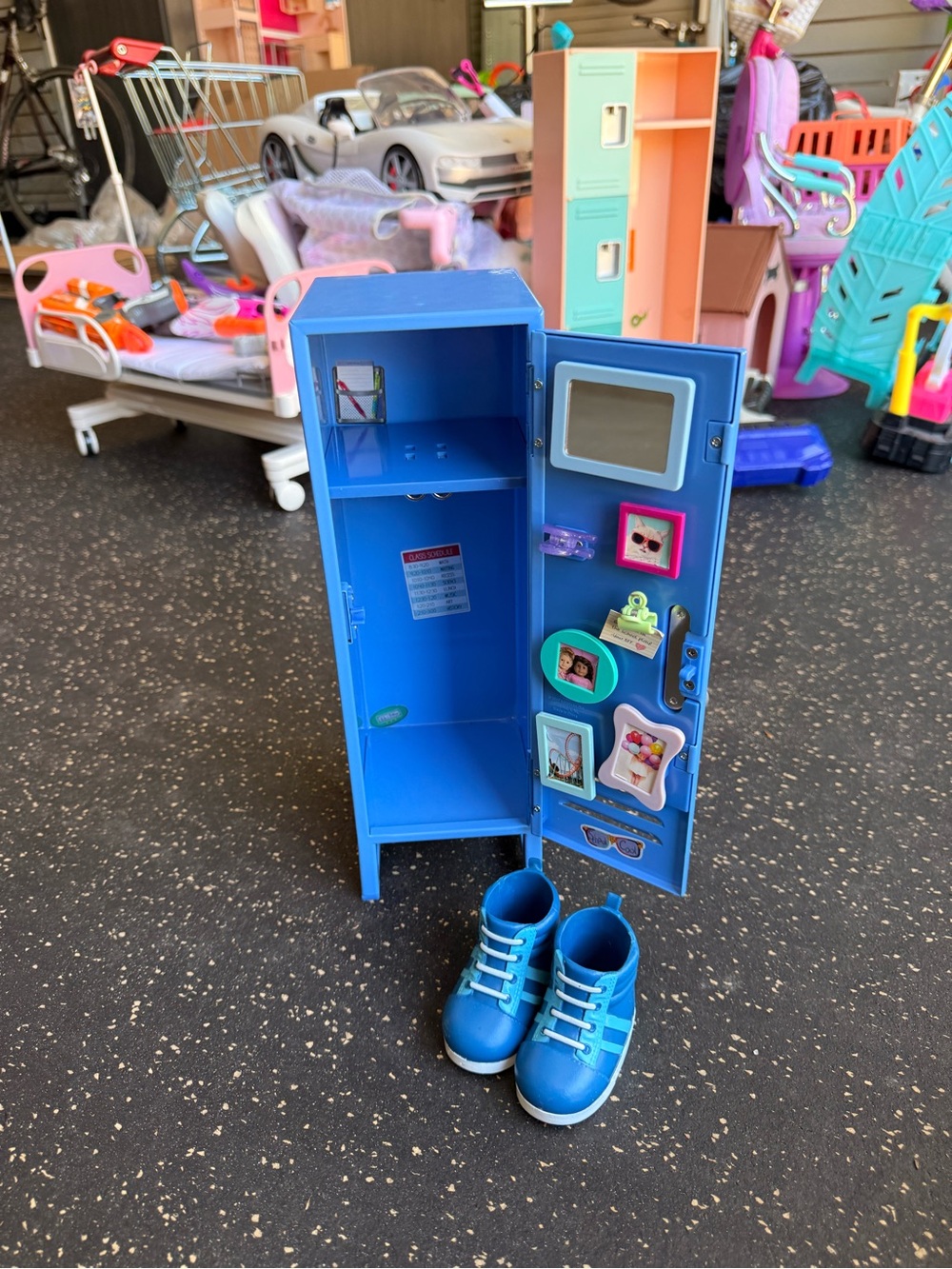 American Girl Blue Doll Locker Playset with Blue Shoes